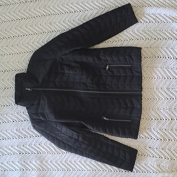 Black lightweight quilted coat Christopher & Banks medium - Picture 1 of 10